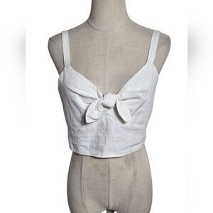 Universal Thread White Bow Detail Linen Blend Crop Top